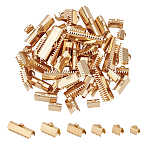 60Pcs 6 Styles 304 Stainless Steel Ribbon Crimp Ends, Rectangle, Real 18K Gold Plated, 6~10x6.5~25mm, Hole: 3mm, 10pcs/style(STAS-UN0063-91G)