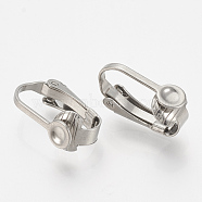 304 Stainless Steel Clip-on Earring Settings, Stainless Steel Color, Tray: 2mm, 16x10mm(X-STAS-T037-01)