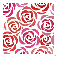PET Plastic Hollow Out Drawing Painting Stencils Templates, Square, Rose Pattern, 18x18cm(DIY-WH0286-044)