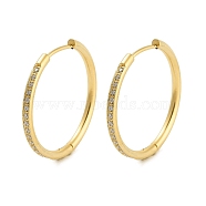 Ion Plating(IP) 304 Stainless Steel Micro Pave Clear Cubic Zirconia Huggie Hoop Earrings, with 316 Stainless Steel Pins, Golden, 23x2x24mm(EJEW-C096-01H-G)
