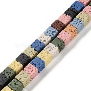 Synthetic Lava Rock Dyed Beads Strands, Cube, Mixed Color, 6~7x6~6.5x6~6.5mm, Hole: 0.7mm, about 60pcs/strand, 14.76''(37.5cm)(G-H311-02B-05)
