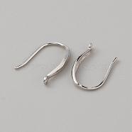 Sterling Silver Earring Hooks, with Vertical Loops, Silver, 14x2.2mm, Hole: 1mm, Pin: 0.7mm(STER-WH0013-01)