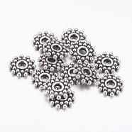 Gear Tibetan Silver Spacer Beads, Lead Free & Nickel Free & Cadmium Free, Antique Silver, about 9mm in diameter, Hole: 2.5mm(X-AA119-NF)