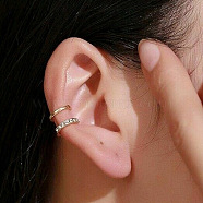 Alloy Cuff Earrings, with Rhinestone, Golden, 10mm(WGD4BC9-02)