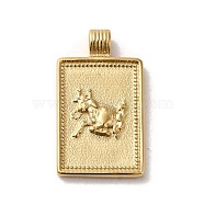 304 Stainless Steel Pendants, Rectangle with Constellations, Real 14K Gold Plated, Taurus, 25x14x2mm, Hole: 2mm(STAS-L022-306G-02)