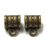 Tibetan Style Hangers, Bail Beads, Lead Free & Cadmium Free & Nickel Free, Column, Antique Bronze Color, 11x8x6mm, Hole: 2mm, Inner Diameter: 5mm(TIBEB-A0417-AB-FF)