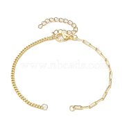 Brass Curb Chains and Paperclip Chains Bracelet Makings, with 304 Stainless Steel Lobster Claw Clasps, Golden, 6-5/8 inch(16.7cm)(AJEW-JB01222)