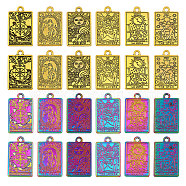 24Pcs 12 Style Alloy Pendants, Rectangle with Tarot Charm, Mixed Color, 23~23.5x14~14.5x1.5mm, Hole: 1.8~2mm, 2pcs/style(FIND-CA0008-48)