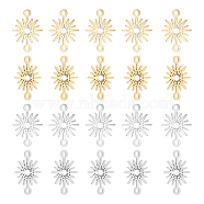 20Pcs 2 Colors 201 Stainless Steel Star Connector Charms, Laser Cut, Golden & Stainless Steel Color, 15x20.5x1mm, Hole: 1.8mm, 10pcs/color(STAS-UN0040-99)