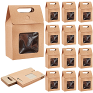 Kraft Paper Gift Box, Folding Box with Window and Die Cut Grip Hole, Rectangle, Tan, Finish Product: 9.9x5.8x15.2cm(CON-WH0087-90A)