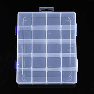 Rectangle Polypropylene(PP) Bead Storage Containers, with Hinged Lid and 20 Grids, for Jewelry Small Accessories, Cuboid, Clear, 22.5x17.8x4.1cm, Hole: 8.5x32mm, compartment: 39.5x39.5mm(CON-S043-056)