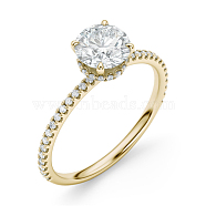 Brass Rings, with Cubic Zirconia, Lead Free & Cadmium Free, Golden, US Size 6(16.5mm)(RJEW-AA00823-07G-6mm)