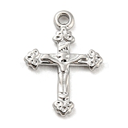 304 Stainless Steel Pendants, Crucifix Cross Charm, Stainless Steel Color, 20x9x1.5mm, Hole: 1.7mm(STAS-C082-08A-P)