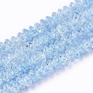 Crackle Glass Beads, Dyed & Heated, Rondelle, Cornflower Blue, 8x4mm, Hole: 1mm, about 89~95pcs/strand, 15.16~15.55 inch(38.5~39.5cm)(X-GLAA-S192-004I)