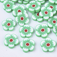 Handmade Polymer Clay Cabochons, Flower, Spring Green, 8.5~11x1.5~2mm, about 3275pcs/655g(CLAY-R087-11B)