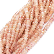 Natural Strawberry Quartz Beads Strands, Faceted, Rondelle, 5x3~3.5mm, Hole: 0.8mm, about 106pcs/strand, 15.43''(39.2cm)(G-E569-H12)
