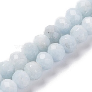 Natural Aquamarine Beads Strands, Faceted, Rondelle, 8x6mm, Hole: 1mm, about 63~64pcs/strand, 14.96''~15.35''(38~39cm)(G-K380-A50-01)