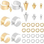 DIY Cone Charm Cuff Ring Making Kit, Including Stainless Steel Loop Ring Base, 304 Stainless Steel Pendant & Jump Rings, Golden & Stainless Steel Color, 32Pcs/box(STAS-UN0039-59)