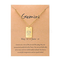 Twelve Constellations Pendants Necklaces, Stainless Steel Necklaces, Golden, Gemini, 15.75 inch(40cm)(PW-WG2D875-11)