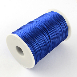 Polyester Cords, Blue, 2mm, about 98.42 yards(90m)/roll(NWIR-R019-108)