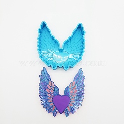 DIY Wing with Heart Silicone Molds, Resin Casting Molds, for UV Resin, Epoxy Resin Craft Making, Deep Sky Blue, 137x127x26mm(DIY-F131-01)