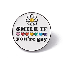 Rainbow Color Pride Flag Sunflower Heart with Word Smile Enamel Pin, Gunmetal Alloy Brooch for Backpack Clothes, Colorful, 28x1.5mm(JEWB-G019-13B)