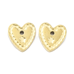 Ion Plating(IP) 316L Surgical Stainless Steel Charms, Heart with Flower Charm, Real 18K Gold Plated, 8x7.5x1.5mm, Hole: 1mm(STAS-D029-07G)