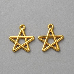 Zinc Alloy Pendants, Star Charms, Golden, 16x14x1.5mm, Hole: 1.3mm(FIND-WH0139-508G)