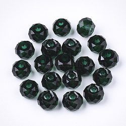 Transparent Resin Beads, Faceted, Rondelle, Dark Green, 7.5~8x5~5.5mm, Hole: 1.5mm(RESI-T030-04B)