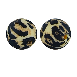 Silicone Beads Loose Silicone Beads Kit Leopard Print Silicone Beads for Keychain Making Bracelet Necklace, Wheat, 15mm, Hole: 2mm(FIND-SZC0014-168)