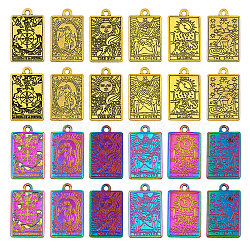 24Pcs 12 Style Alloy Pendants, Rectangle with Tarot Charm, Mixed Color, 23~23.5x14~14.5x1.5mm, Hole: 1.8~2mm, 2pcs/style(FIND-CA0008-48)