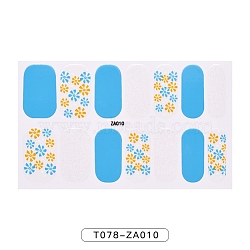 Fruit Floral Leopard Print Full Wrap Nail Polish Stickers, Self-Adhesive Glitter Powder Nail Decal Strips, with Free Manicure Buffer Files, Medium Turquoise, 25x8.5~15mm, 14pcs/sheet(MRMJ-T078-ZA010)