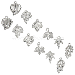 Unicraftale 24Pcs 6 Styles 304 Stainless Steel Pendants, Leaf, Stainless Steel Color, 4pcs/style(STAS-UN0021-99P)