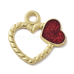 Alloy Pendants, with Enamel, Valentine's Day, Heart, 17.5x17.5x1mm, Hole: 2mm(ENAM-D285-04G-03)