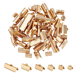 60Pcs 6 Styles 304 Stainless Steel Ribbon Crimp Ends, Rectangle, Real 18K Gold Plated, 6~10x6.5~25mm, Hole: 3mm, 10pcs/style(STAS-UN0063-91G)