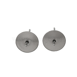 Anti-Tarnish 304 Stainless Steel Stud Earring Findings, for Half Drilled Beads, Stainless Steel Color, 14x8mm, Pin: 12x0.8mm(STAS-P370-01E-P)