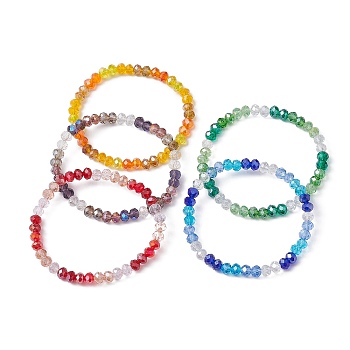 Glass Beaded Stretch Bracelets for Women, Mixed Color, Inner Diameter: 2-1/8 inch(5.4cm)