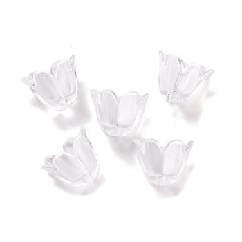 Transparent Acrylic Bead Caps, Flower, Clear, 9x11x9mm, Hole: 1.5mm, about 2174pcs/500g