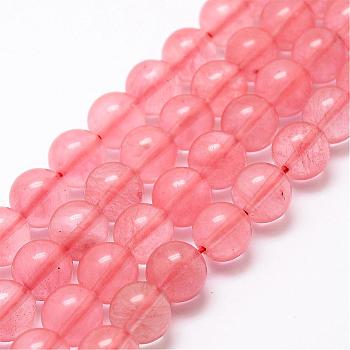 Cherry Quartz Glass Bead Strands, Round, 6mm, Hole: 1mm, about 61pcs/strand, 16 inch