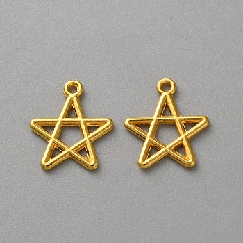 Zinc Alloy Pendants, Star Charms, Golden, 16x14x1.5mm, Hole: 1.3mm