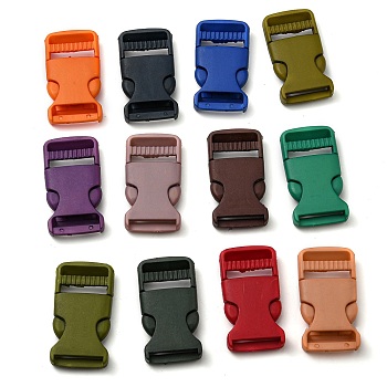 24Pcs 12 Colors Nylon Side Release Buckles, Survival Bracelet Clasps, Mixed Color, 57x30x9.5mm, Hole: 5x25mm, 2pcs/color