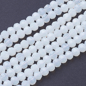Faceted Round Opalite Beads Strands, 4mm, Hole: 1mm, about 88~90pcs/strand, 28~30cm