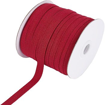 Cotton Twill Tape Ribbons, Herringbone Ribbons, for Sewing Craft, Dark Red, 3/8 inch(10mm)x0.84mm, about 80yards/roll(73.15m/roll)