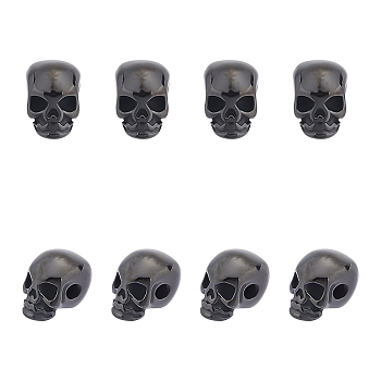 8Pcs 304 Stainless Steel Beads, Skull, Gunmetal, 11x8x10mm, Hole: 2.5mm