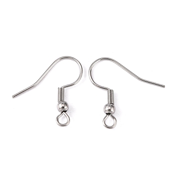 316 Surgical Stainless Steel Earring Hooks, with Horizontal Loop, for Jewelry Making and Earring Repair, Stainless Steel Color, 20.5x20x3mm, Hole: 2.5x2mm, Pin: 0.7mm