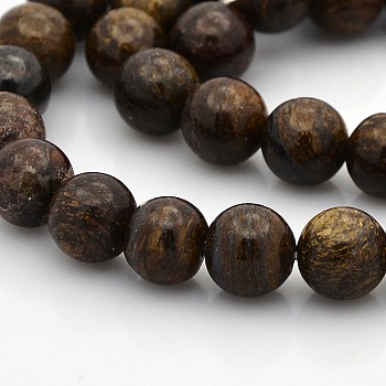 Natural Bronzite Round Beads Strands, Coffee, 10mm, Hole: 1mm, about 40pcs/strand, 15.7 inch