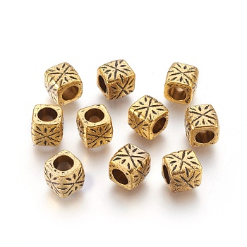 Tibetan Style Spacer Beads, Antique Golden Color, Lead Free & Nickel Free & Cadmium Free, Tube, 9x9x9mm, Hole: 5.5mm
