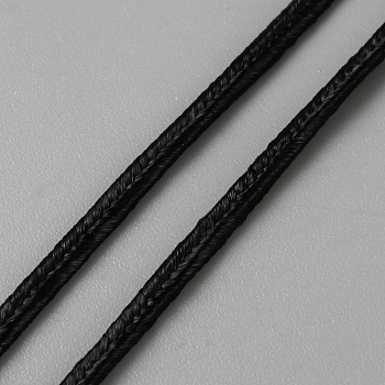 30M Polyester Braided Cord, for Clothes Accessories and Curtains Accessories, Black, 3x1mm, about 32.81 Yards(30m)/Set