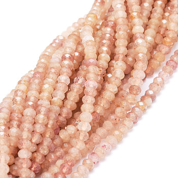 Natural Strawberry Quartz Beads Strands, Faceted, Rondelle, 5x3~3.5mm, Hole: 0.8mm, about 106pcs/strand, 15.43''(39.2cm)