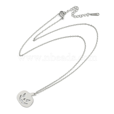 Halloween Series 202 Stainless Steel Cable Chain Pumpkin Pendant Necklaces(NJEW-S005-01P-A)-2